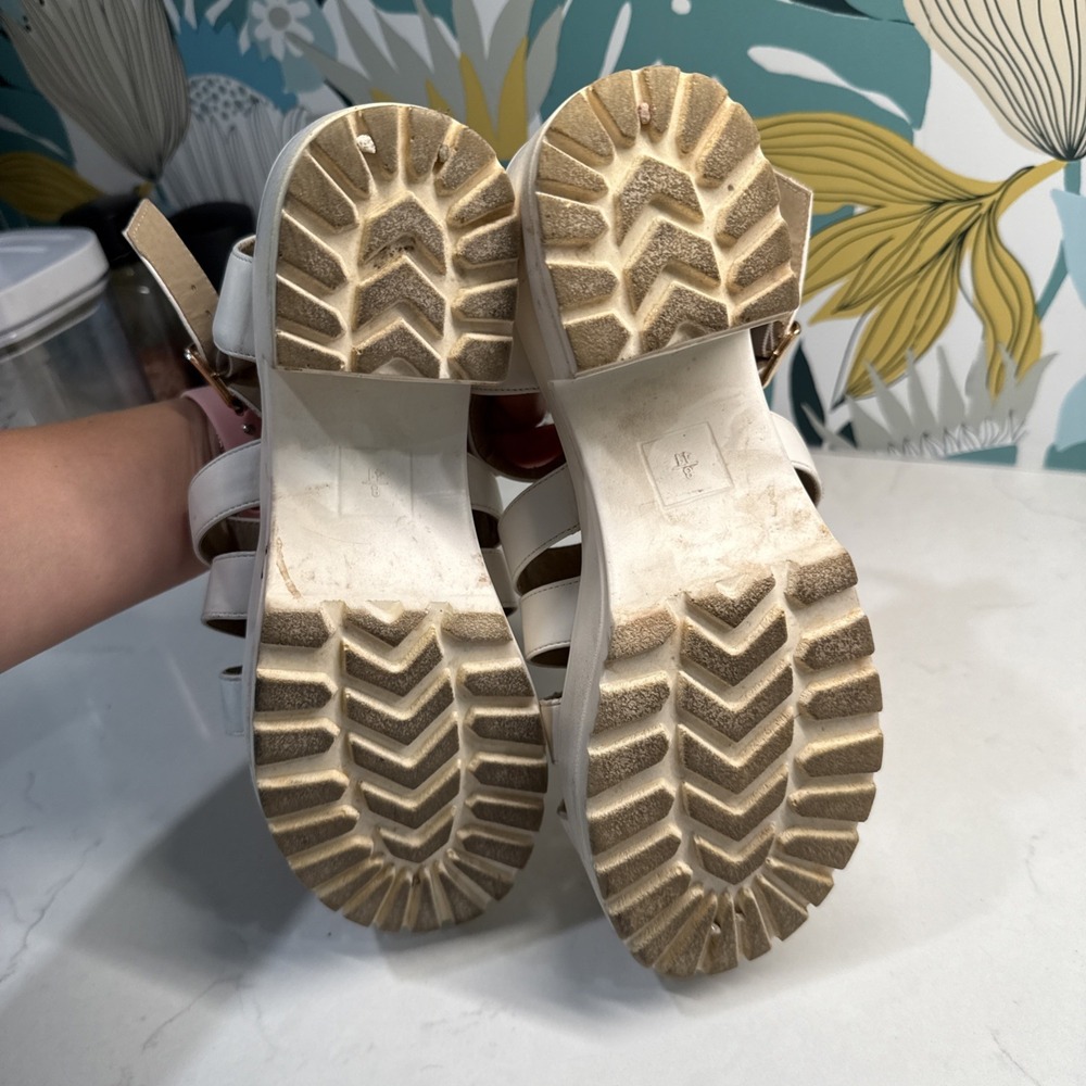 Koi Footwear White Strappy Chunky Heel Platform Sandal Size 8 - Picture 9 of 10